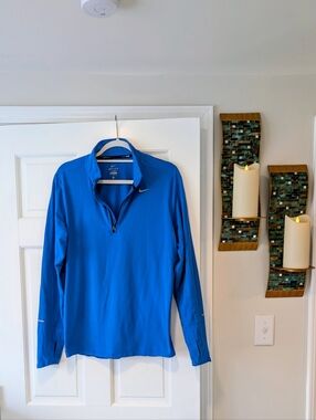 Nike Dri-FIT Blue Quarter Zip Pullover Women’s Medium Running Top